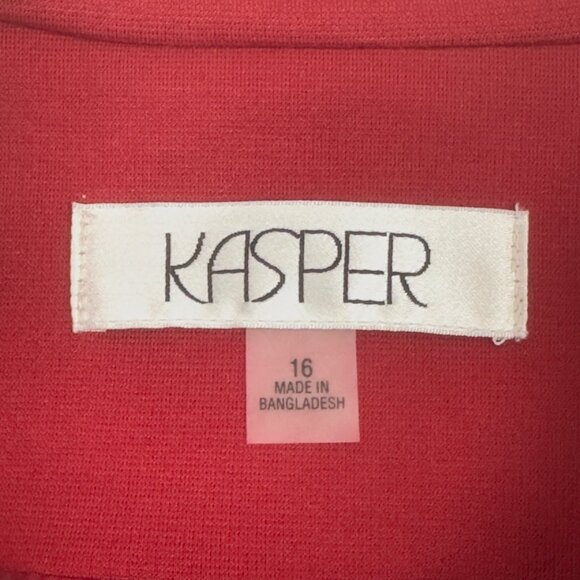 Kasper Womens Red Open-Front Blazer Jacket Size 16 Polyester Blend Long Sleeve - Picture 3 of 16